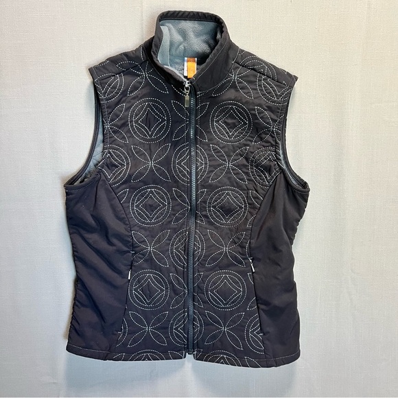 Lucy Embroidered Quilted Vest - Women’s Size Small Black Gray - Picture 1 of 15